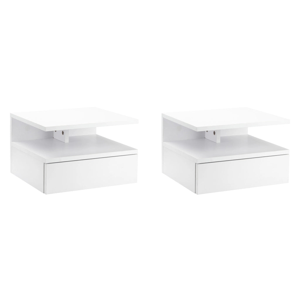 Comodino con cassetto e ripiano aperto ¨C Zephmum ¨C Bianco 35x32x22,5 cm