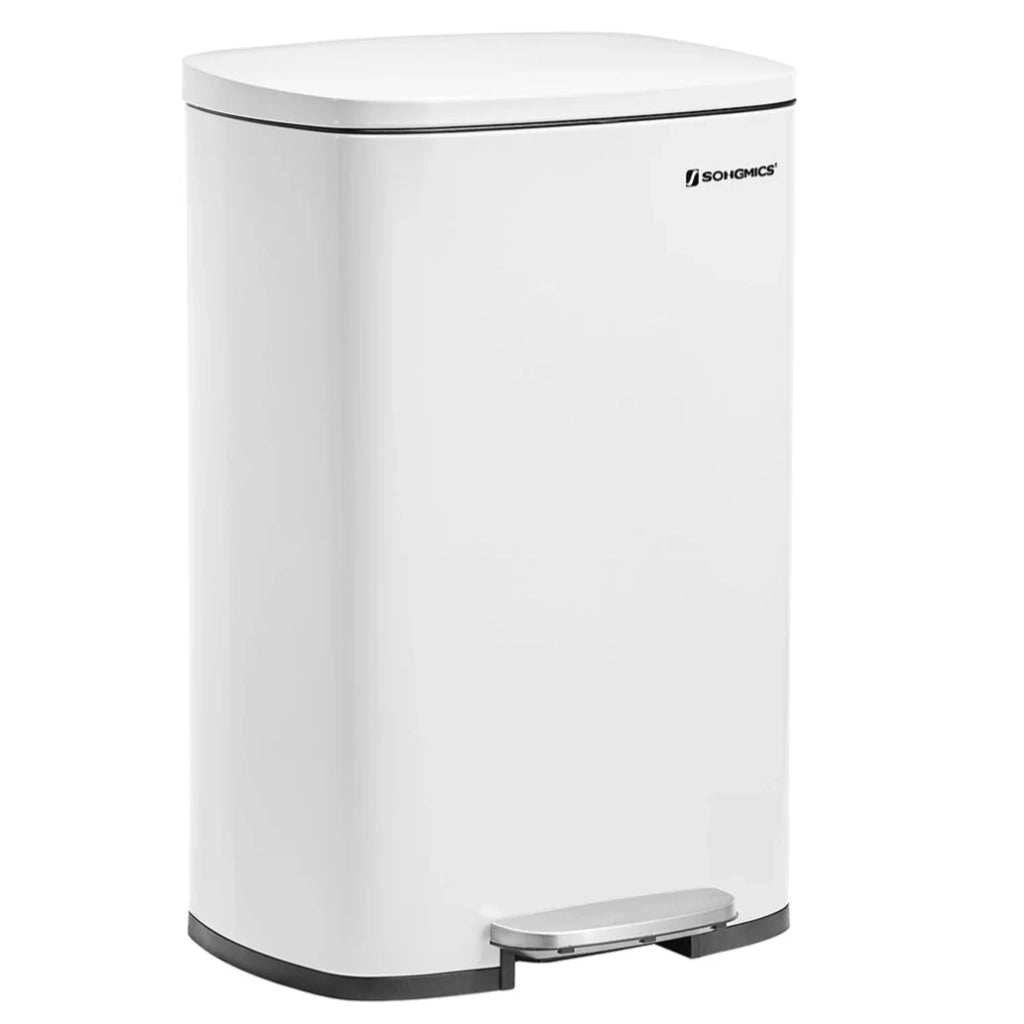 Pattumiera a pedale da cucina da 50 litri 42,5 x 31,8 x 65,7 cm con secchio interno in plastica coperchio con chiusura ammortizzata antiodore bianca 12_0007184
