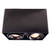 MONA II Faretto soffitto plafoniera rettangolare doppio GU10 LED luce orientabile bagno negozio vetrine ufficio NERO