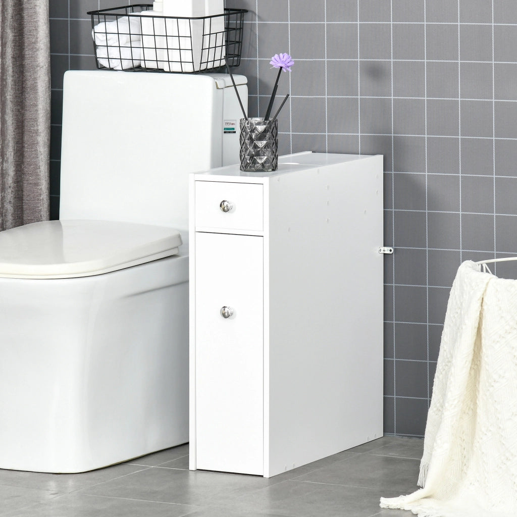 Mobiletto Bagno Stretto con 2 Cassetti e Ripiano ¨C Zephmum ¨C Bianco 17x48x58 cm