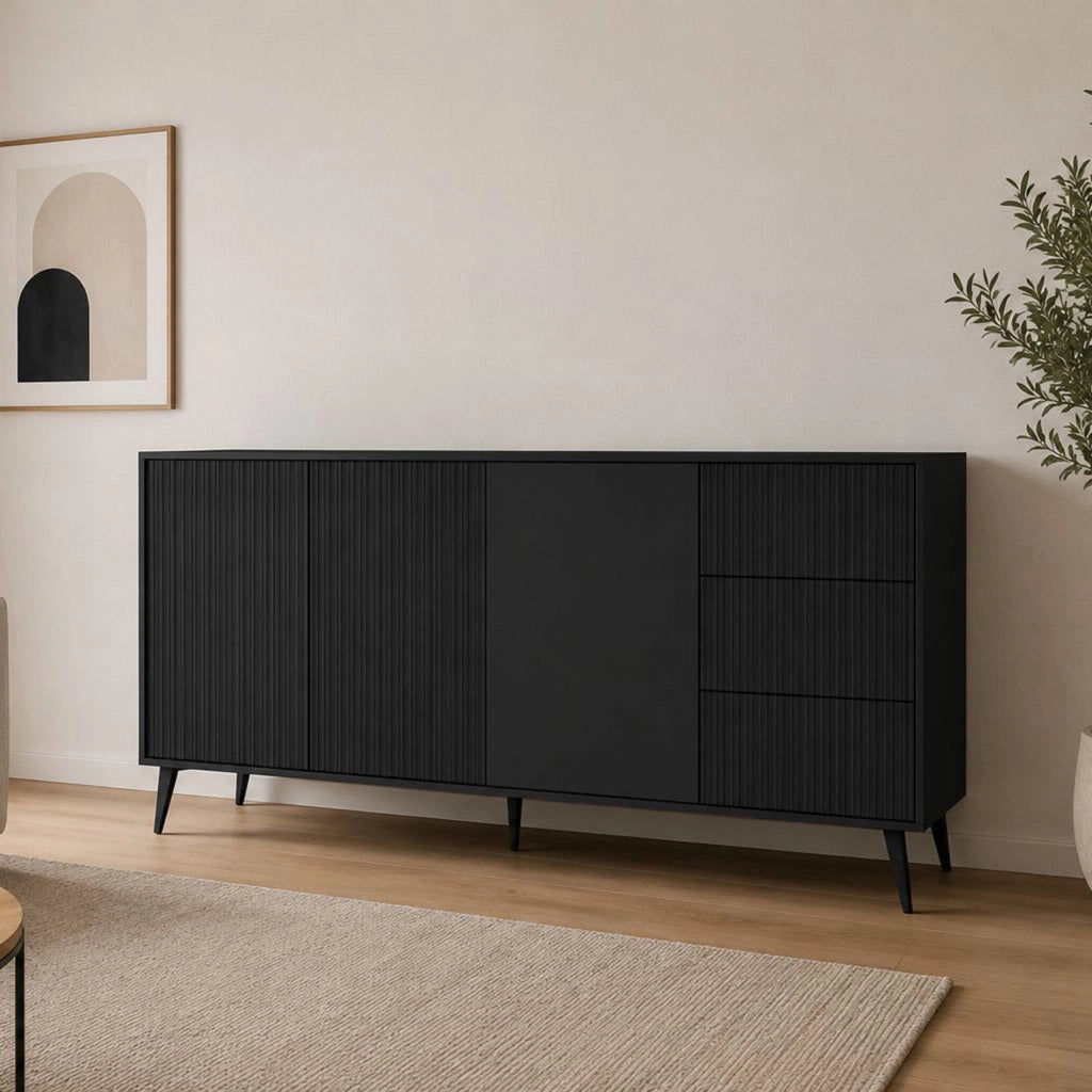 Madia Lenasi, Credenza 2 Ripiani, 179x40x98h cm Nero Antracite