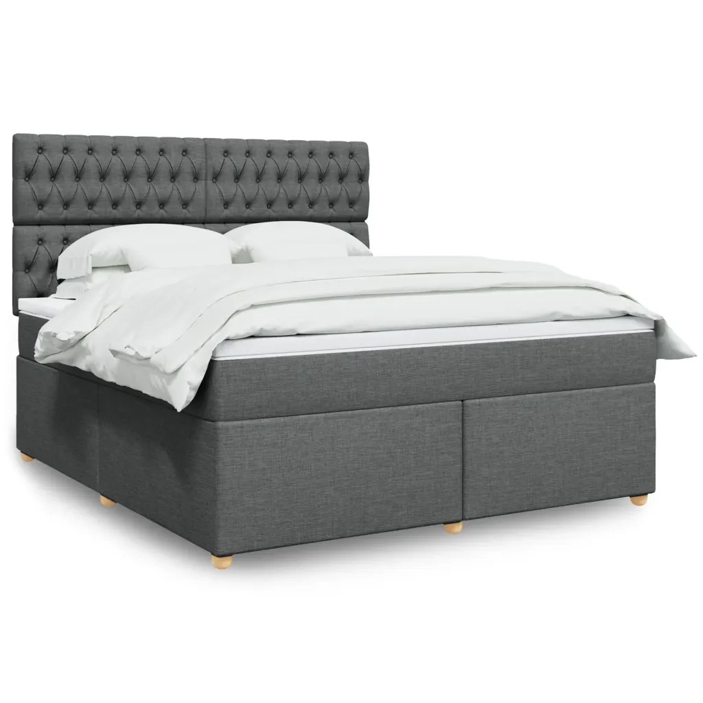 Giroletto a Molle con Materasso Grigio Scuro 180x200 cm Tessuto