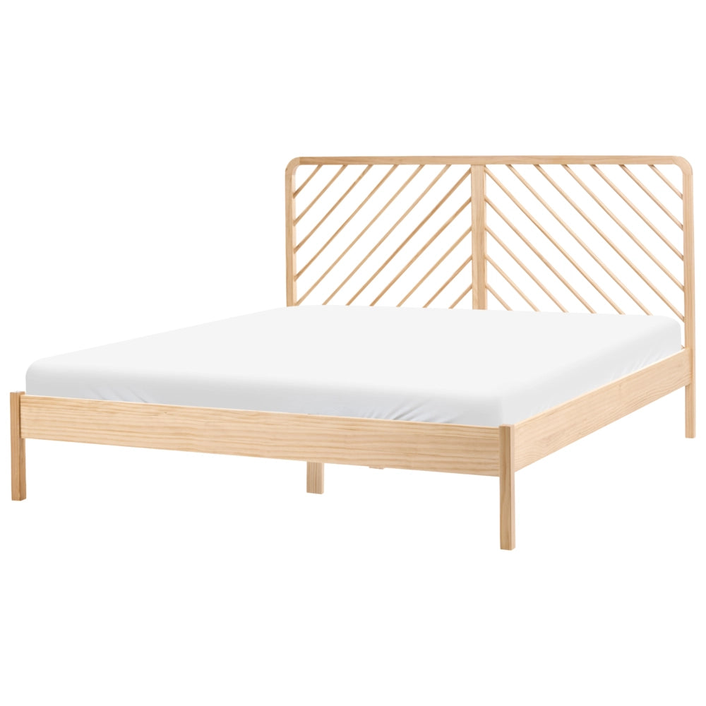 Letto in legno di pino marrone chiaro con rete 180 x 200 cm naturale stile scandinavo