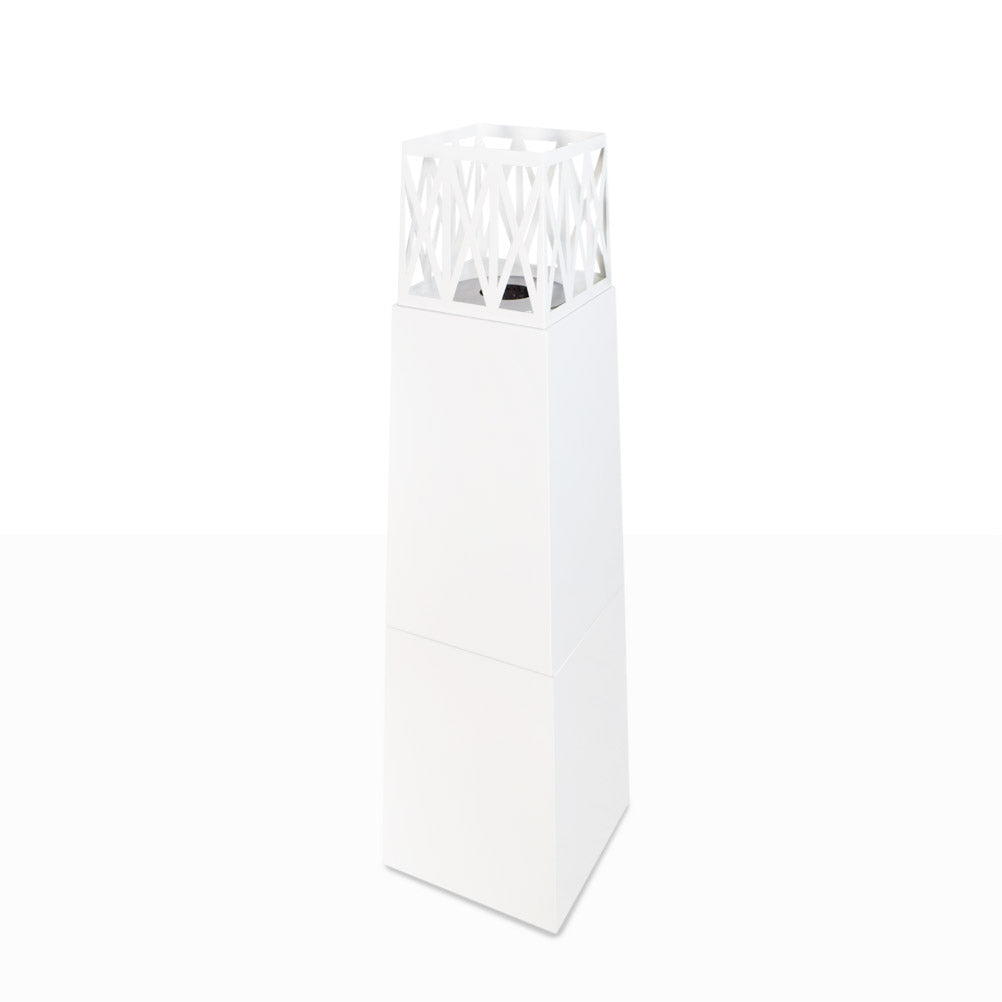 Camino a Bioetanolo da Pavimento 40x40x145 cm per Esterno Vulcano Bianco