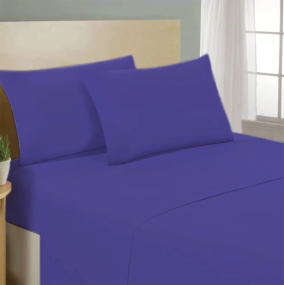 Lenzuolo letto sotto con angoli 100% puro cotone Made in Italy tinta unita Prugna - 1 Piazza e mezza francese