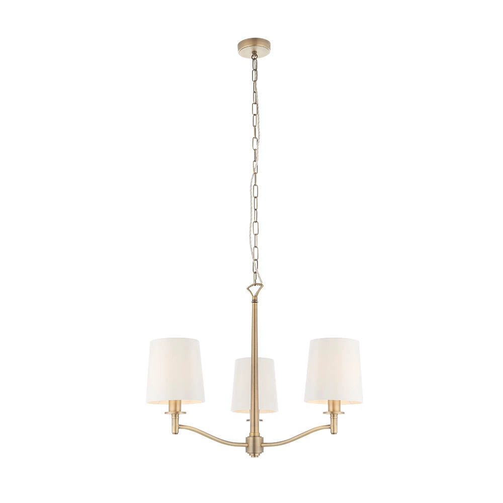 Lampadario 3 luci ottone antico opaco E14 Ortona Endon