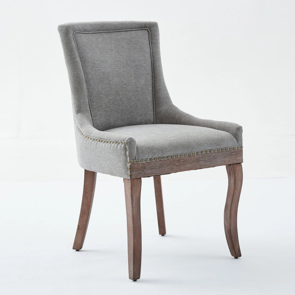 Sedie da Pranzo Imbottite in Tessuto con Gambe in Legno ¨C MINIMAL ¨C Set 2 Pezzi, Grigio