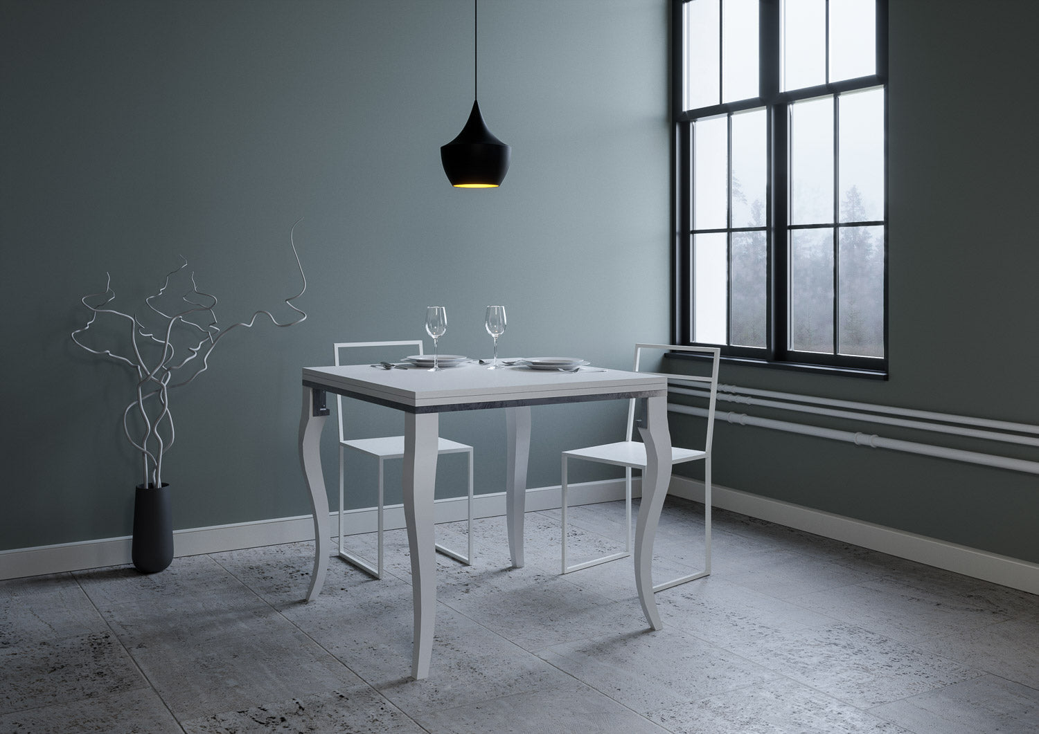 Tavolo Allungabile 90-180x90x78/80 cm Olanda Libra Bianco Frassino