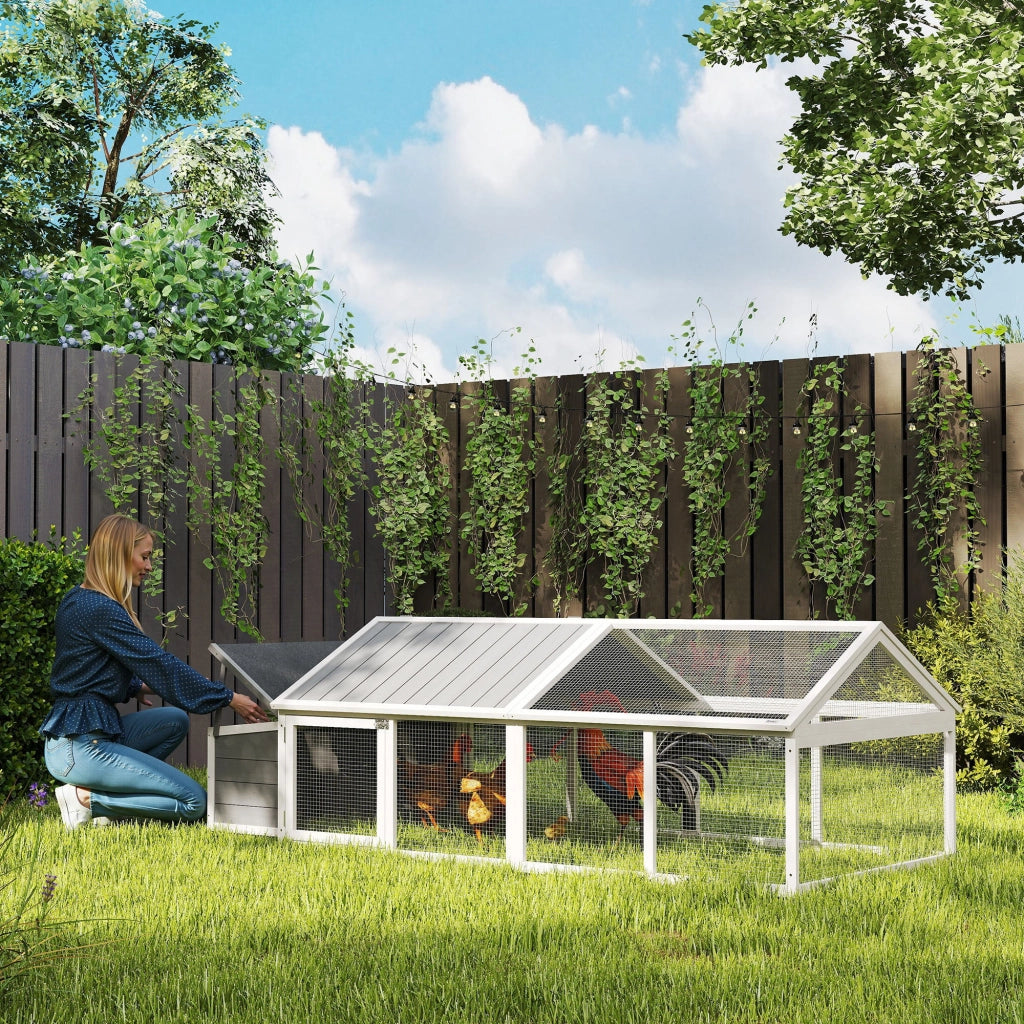 Pollaio per Galline con Porta e Tetto Aprile ¨C zephmum ¨C 240x112.5x76 cm Bianco