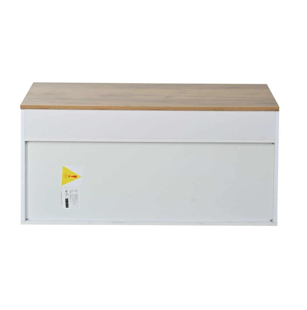 Tavolino da salotto 46x95x45 cm; regolabile in altezza con ampio spazio contenitore; pannelli truciolari bianco e naturale