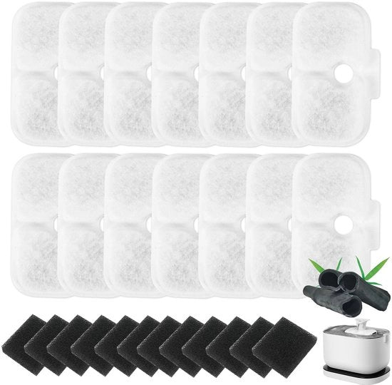 Filtro per fonte per gatti, pacchetto da 16 filtri per fonte Dockstream per gatti, PLWF105/PLWF115/PLWF005, filtri sostitutivi per fonte per gatti, 16 spugne a schiuma e 16 filtri a forma di pad.