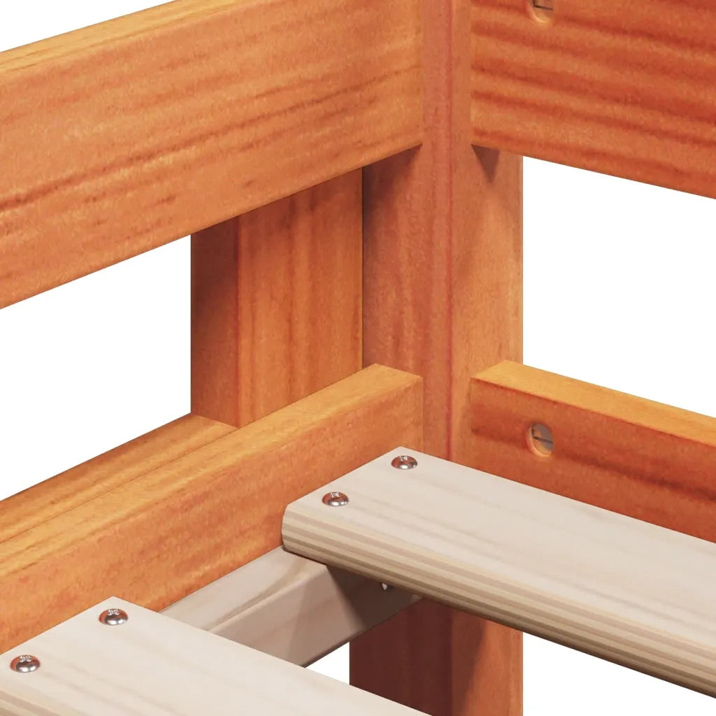 Letto a Soppalco con Tetto Cera 80x200 cm in Legno di Pino