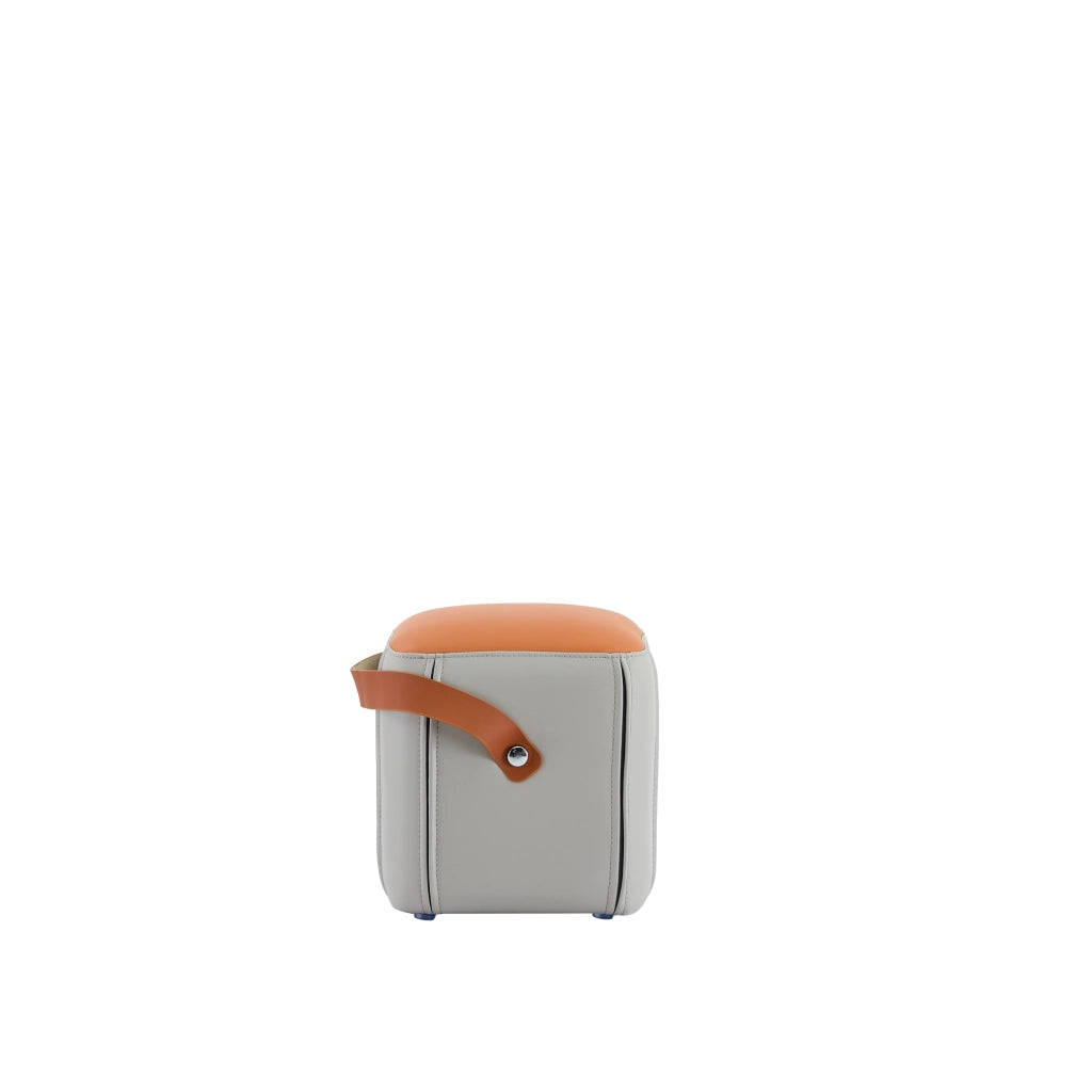 Pouf moderno con maniglia in PU grigio