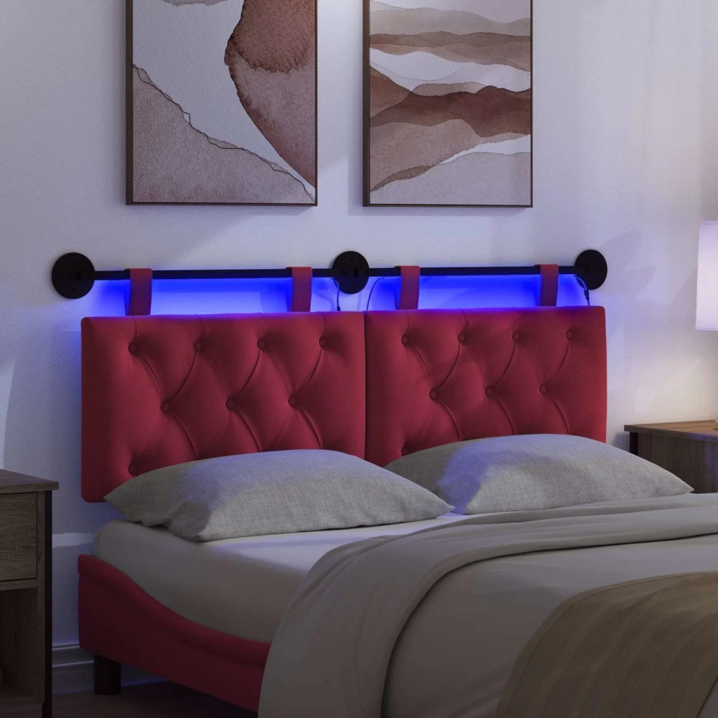 Testiera sospesa Con luce LED Rosso Vino Velluto 3424614
