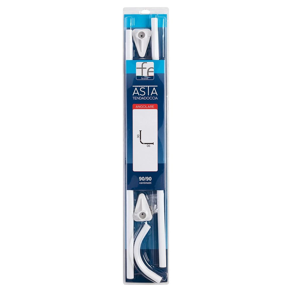 Asta tenda doccia angolare 90x90 cm in acciaio bianco