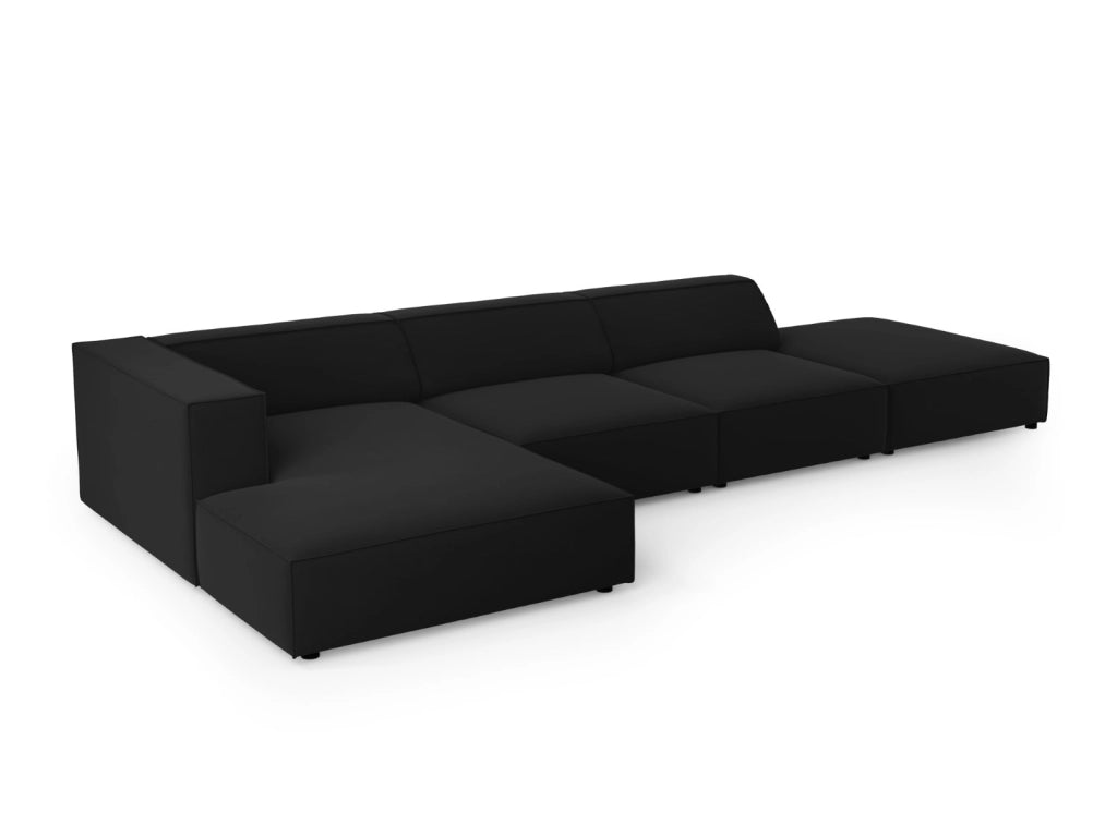 Cosmopolitan Design - Divano angolare sinistro "Arendal" 5 posti in velluto nero 