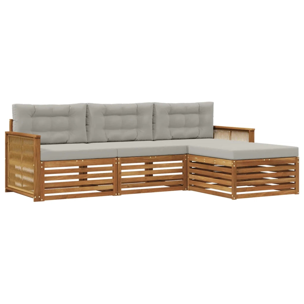 Set di divani da esterno 4 pz Naturale e Grigio Chiaro 3383209