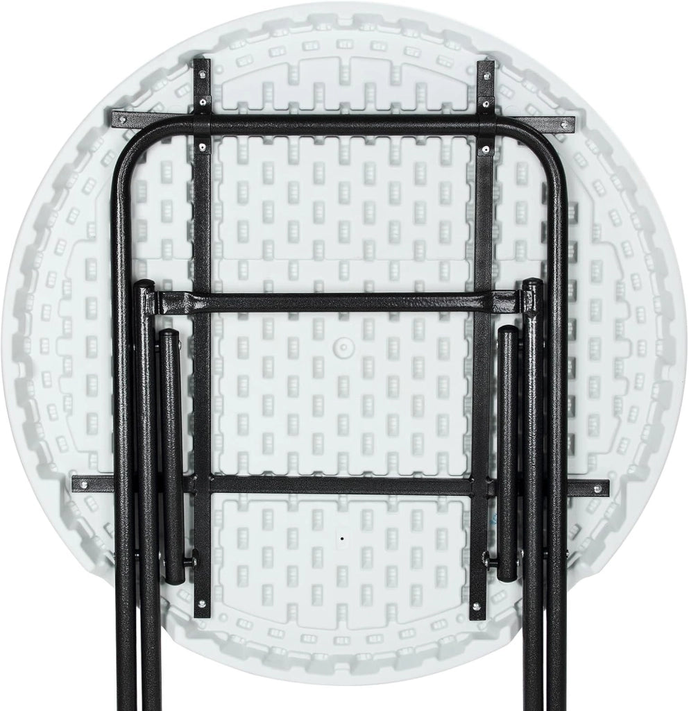 ® Set 2 x Tavolo Pieghevole da Esterno Rotondo Altezza 110 cm in metallo Tavoli da Giardino da Bistrot Bianco Eventi Esterno