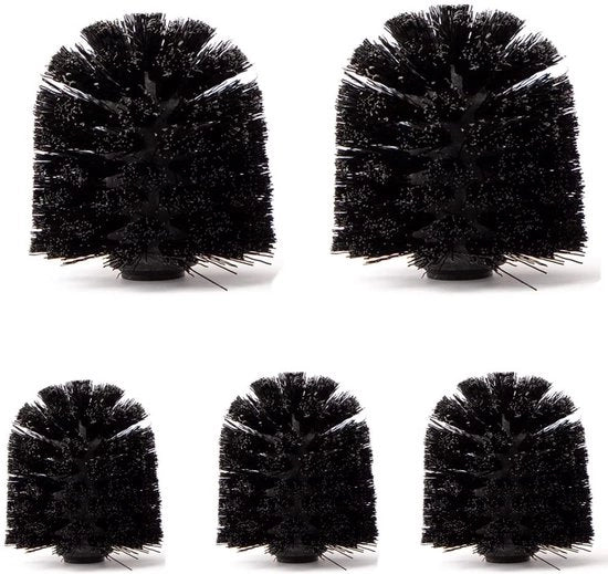 Set di testine per il water di 5, testine per il water in plastica Ø 8cm, nero