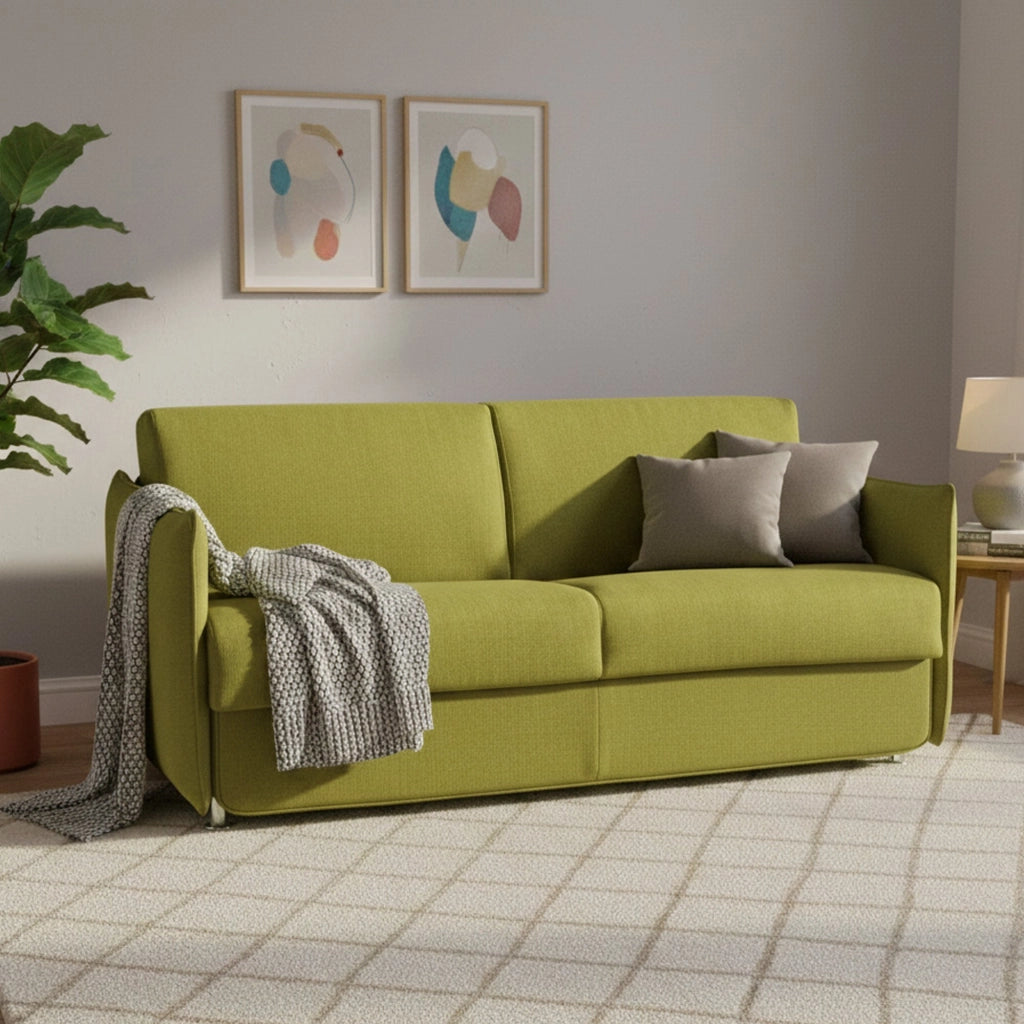 Trissino, Divano Letto 2 Posti Sfoderabile Made in Italy, 180x95 cm Verde