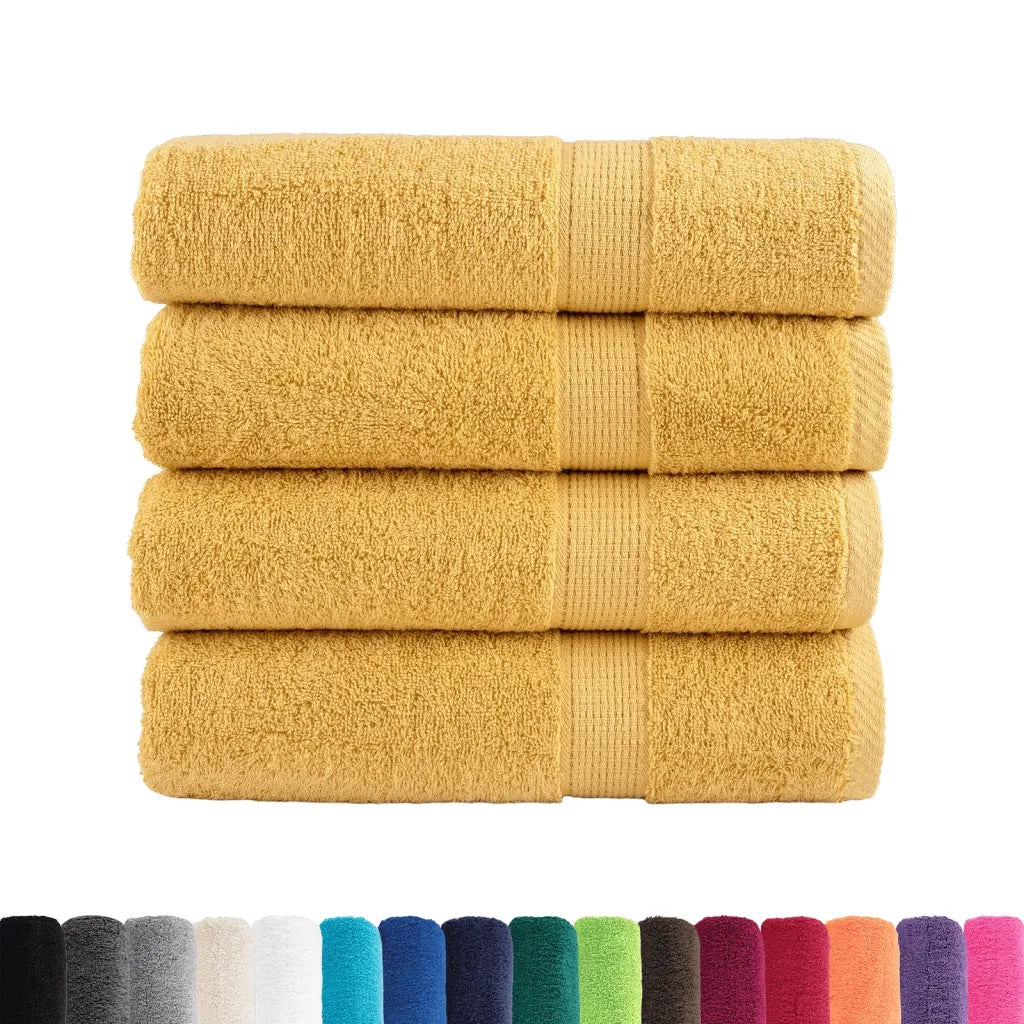 Asciugamani da doccia premium SOLUND 4 pezzi Oro 70x140 cm 600 g/m² 137285