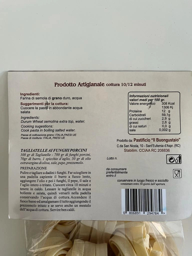 Pasta di semola di grano duro, 12 confezioni da gr 500, Tagliatelle a Nido