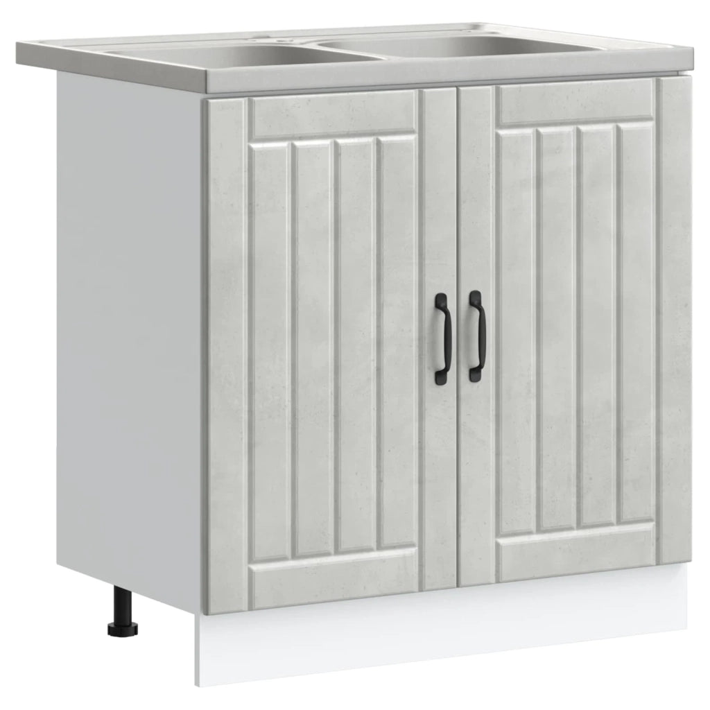 Mobiletto per lavabo Lucca 2 pz Grigio cemento 3315015