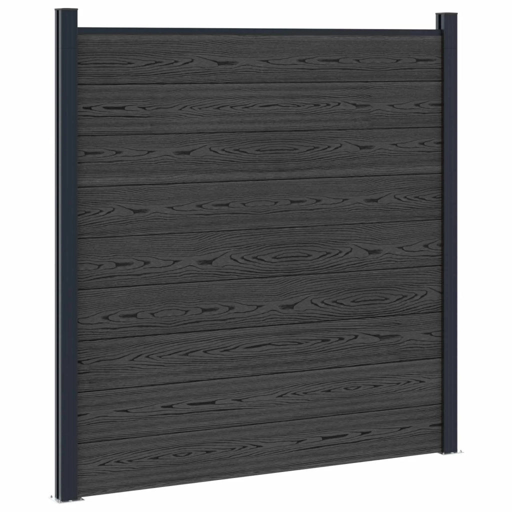 Pannello di Recinzione 11 pcs WPC e Alluminio Nero