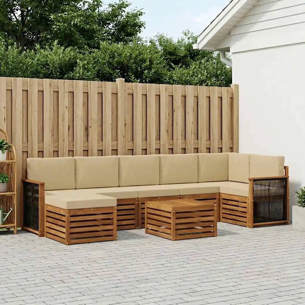 Set di divani da esterno con cuscino 7 pcs Naturale 3384654