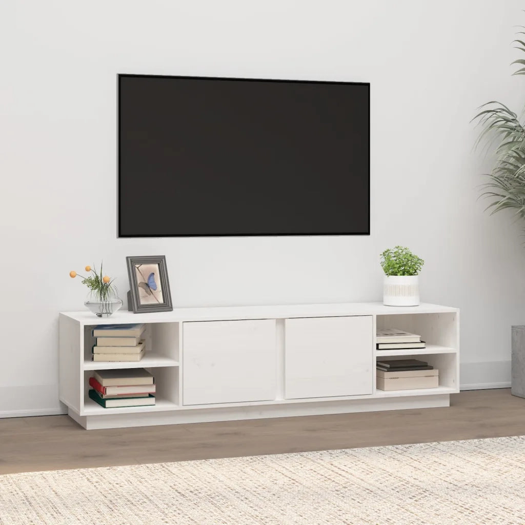 Mobile Porta TV-Mobile per TV-Credenza TV Bianco 156x40x40 cm in Legno Massello di Pino