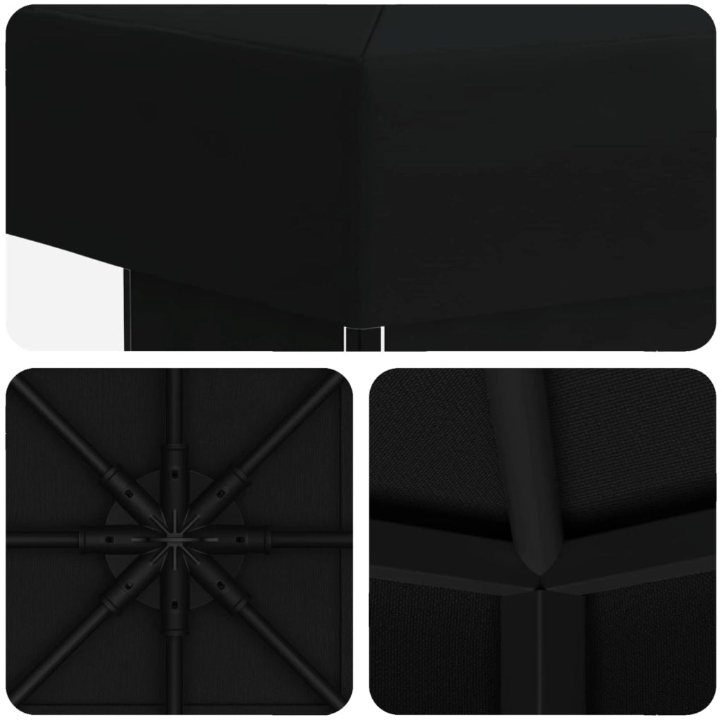 Gazebo | Pergolato 3 x 3 m Nero Poliestere e Acciaio 190 gsm