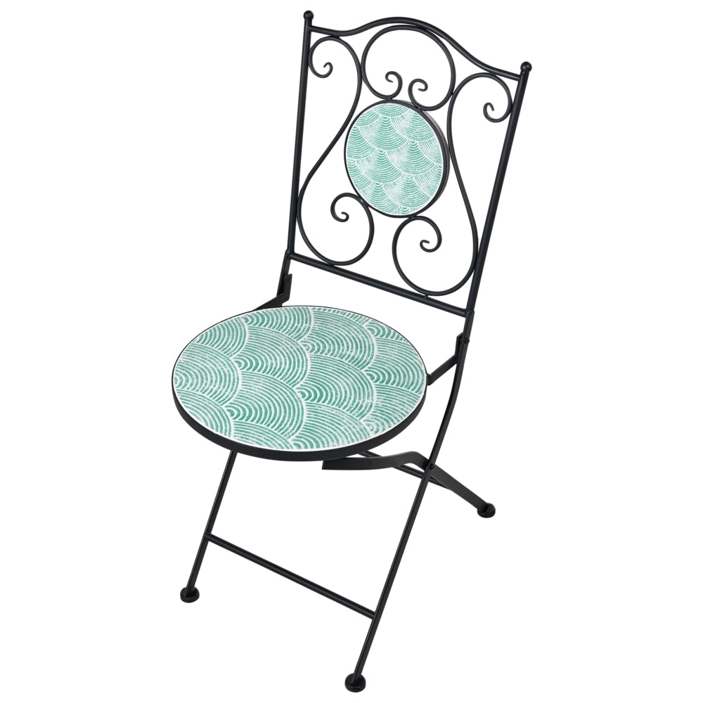 Set da giardino per esterni in ferro nero con tavolo in stile vintage