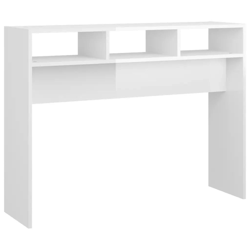 Tavolino Consolle-Tavolino da soggiorno-Tavolo Bianco Lucido 105x30x80 cm Legno Multistrato