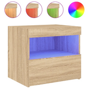 Comodino | Armadio da Notte | Mobiletto da notte con Luci LED Rovere Sonoma 50x40x45 cm