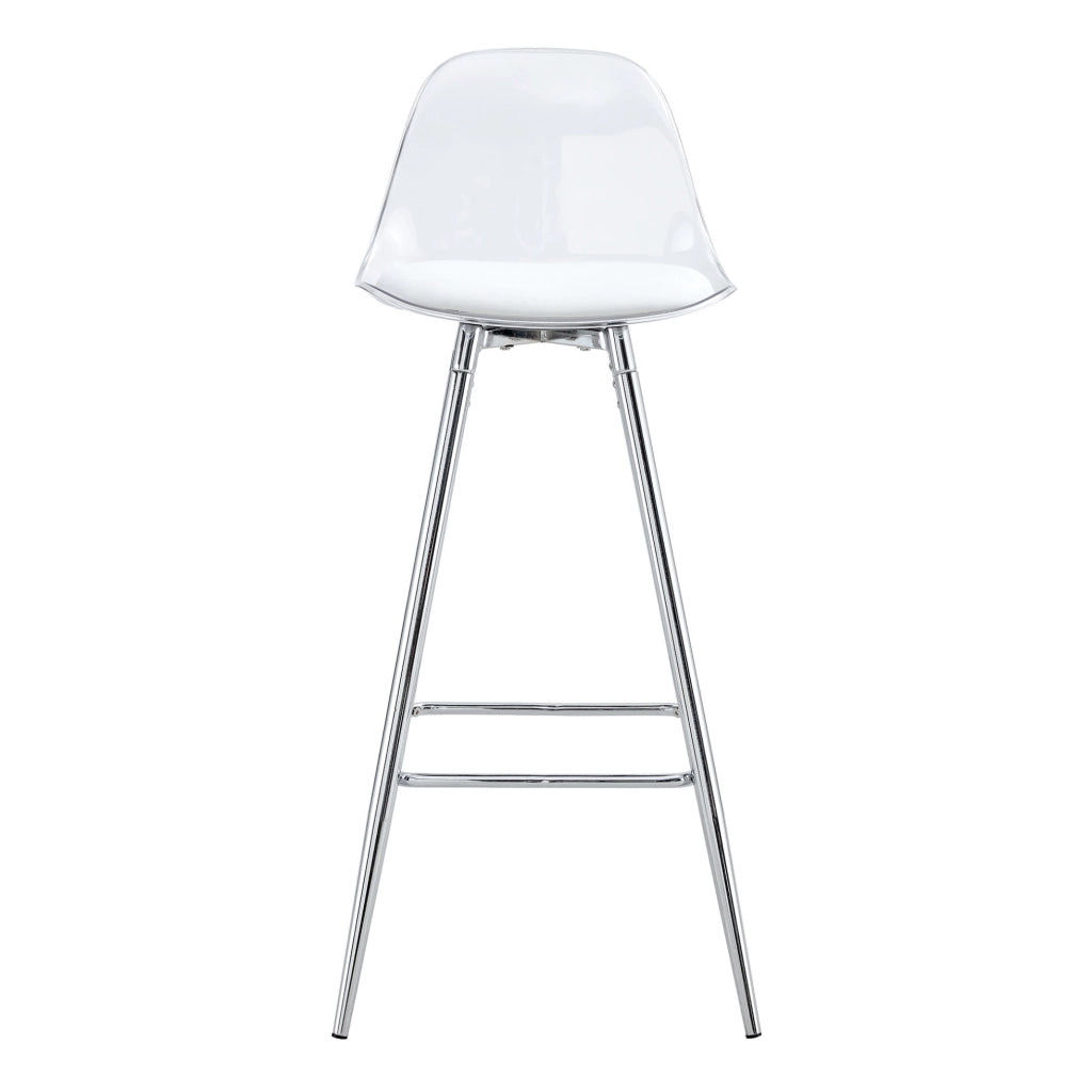 Seduta ergonomica trasparente con struttura in metallo color argento