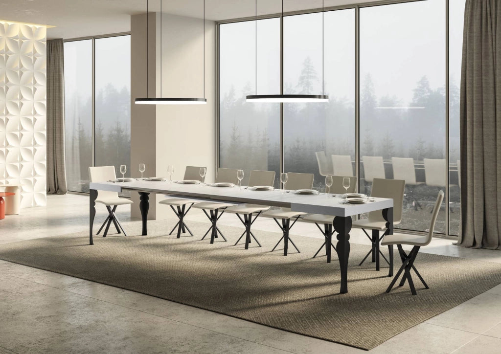 Tavolo allungabile 90x200/460 cm Paxor bianco frassino telaio Antracite