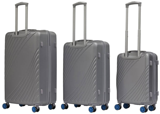Set 3 Valigie Trolley Rigide in ABS 4 Ruote TSA Ravizzoni Fresh Silver e Blu