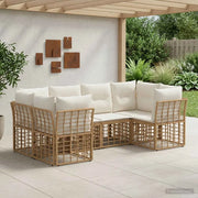 Set di divani da esterno con cuscino 6 pcs Naturale Poliestere 3437546