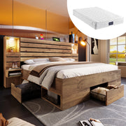 Letto Contenitore Matrimoniale con LED e Cassetti ¨C MINIMAL ¨C Rovere 160x200