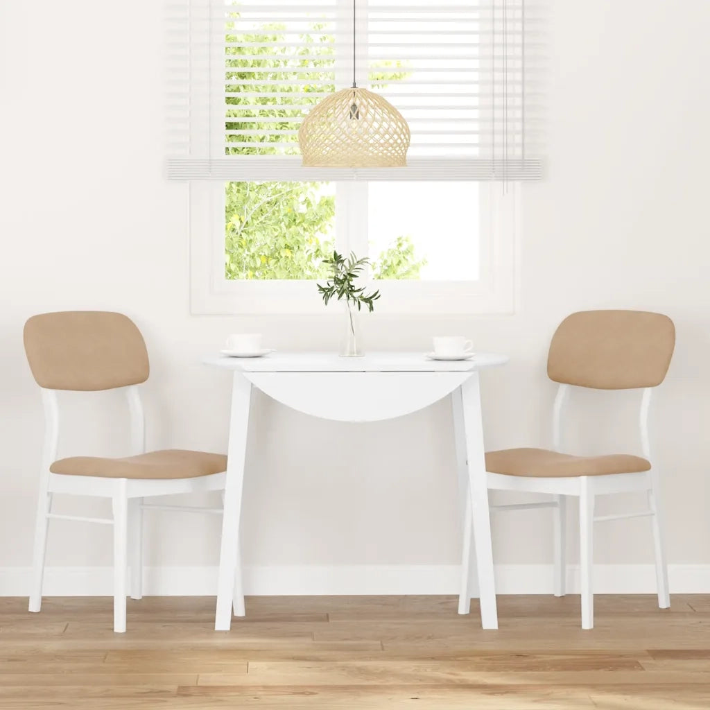 Sedie da Pranzo con Cuscini 2 pz Bianco Legno Massello di Hevea