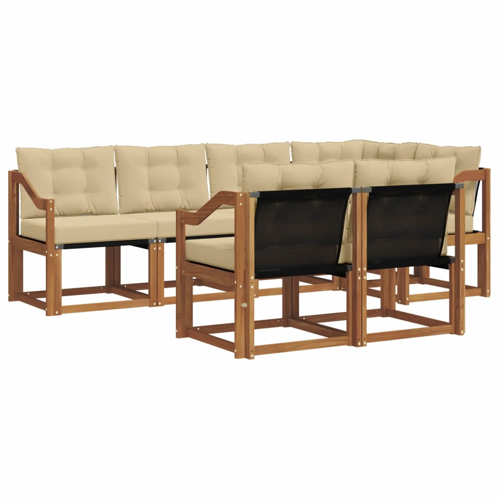 Set di divani da esterno con cuscino 7 pcs Naturale e Beige 3368772
