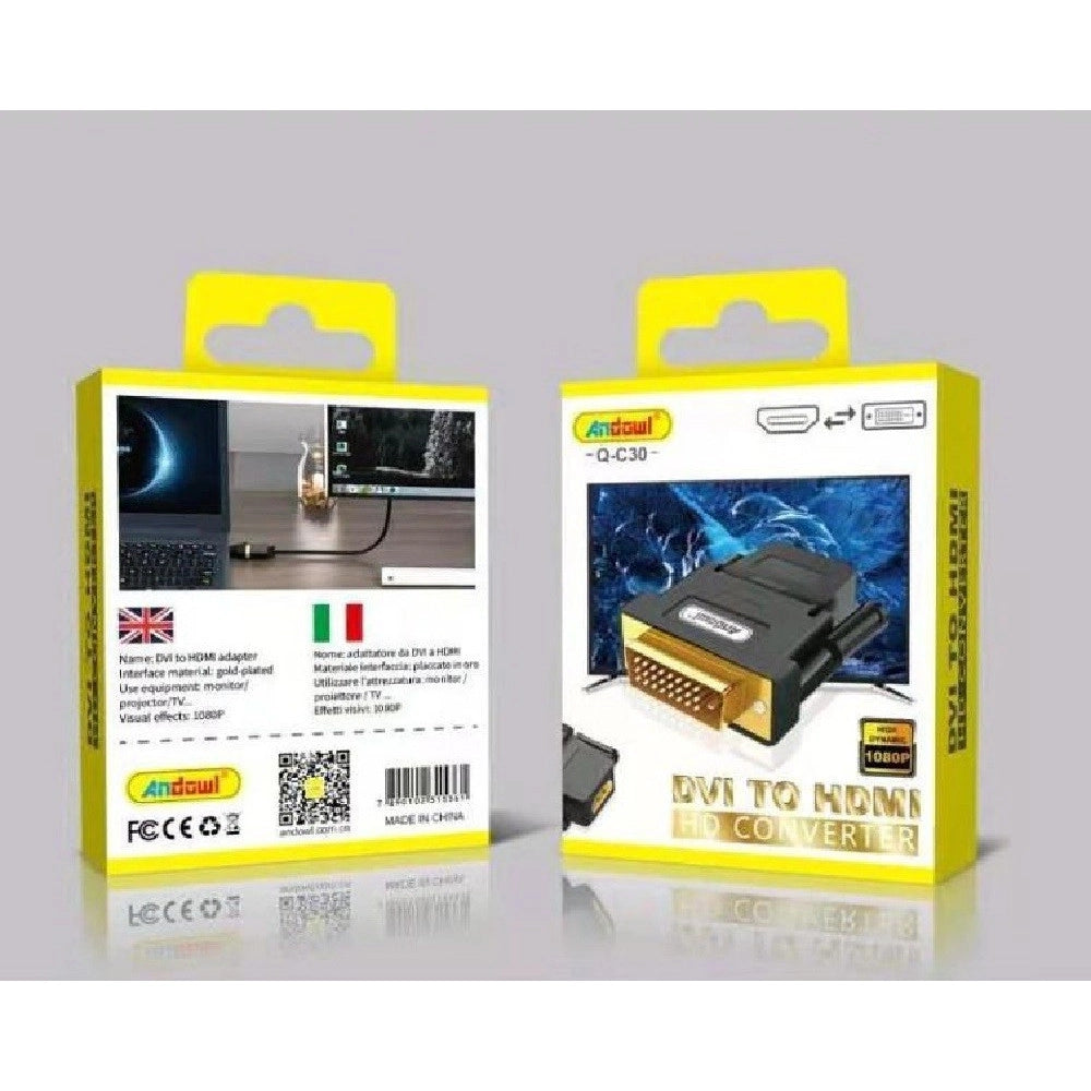Trade Shop - Convertitore Adattatore Dvi-d Maschio A Hdmi Femmina Per Monitor Immagini Q-c30 -
