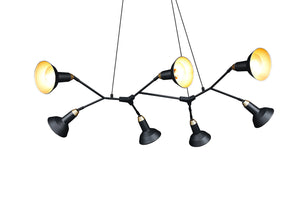 Lampada a Sospensione da Interno Attacco E14 in Metallo Nero Opaco