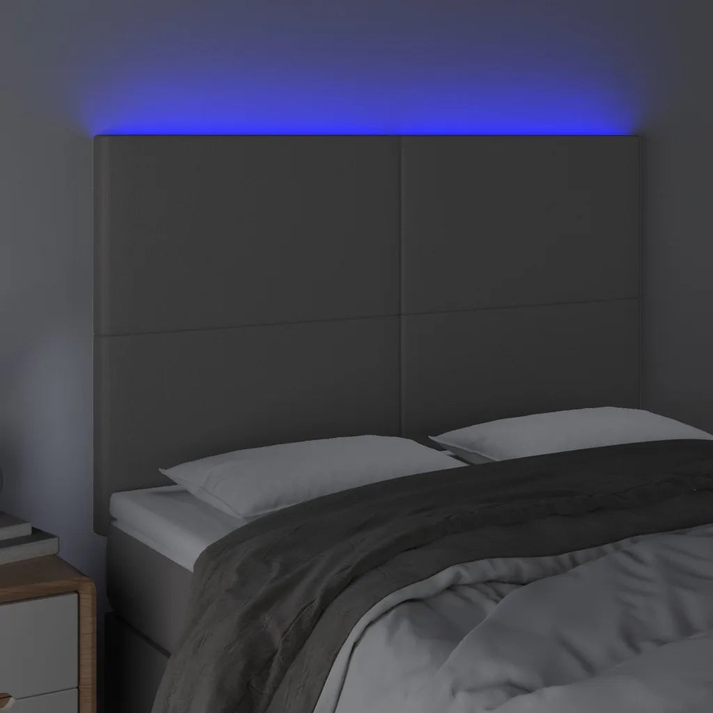 Testiera | Testata a LED Grigio 144x5x118/128 cm in Similpelle