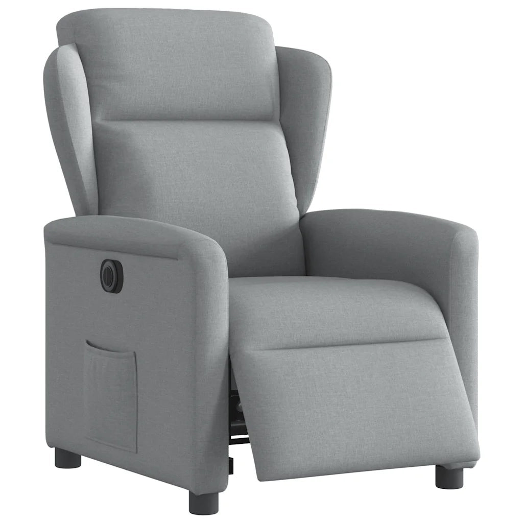 Poltrona Elettrica Reclinabile-Divano Sedia Grigio Chiaro in Tessuto 221379