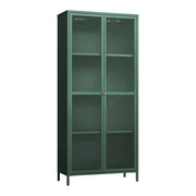 Mobiletto/scaffale in acciaio e vetro con ante in vetro 180 x 80 x 35 cm verde abete 03_0008938