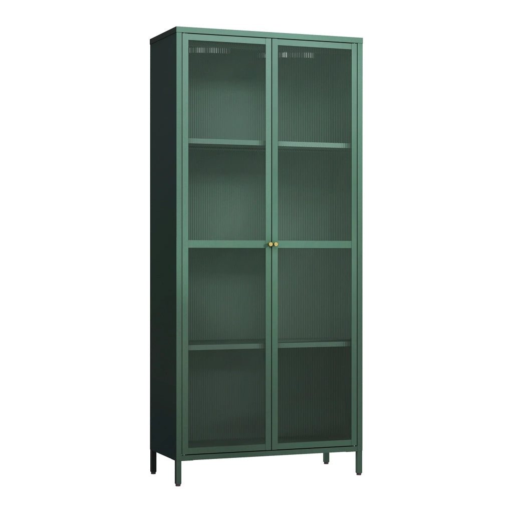 Mobiletto/scaffale in acciaio e vetro con ante in vetro 180 x 80 x 35 cm verde abete 03_0008938
