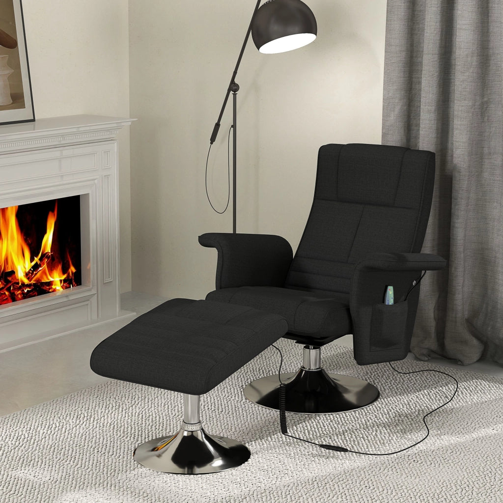 Poltrona Massaggiante Reclinabile con Poggiapiedi ¨C Zephmum ¨C 78x95x88 cm Nero