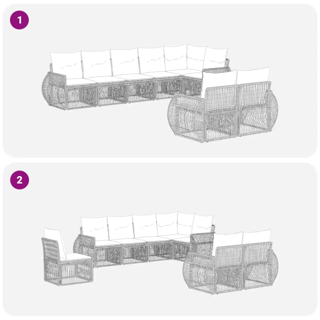 Set Divano da Giardino 8 pcs Grigio e Grigio Scuro polyrattan 3435479