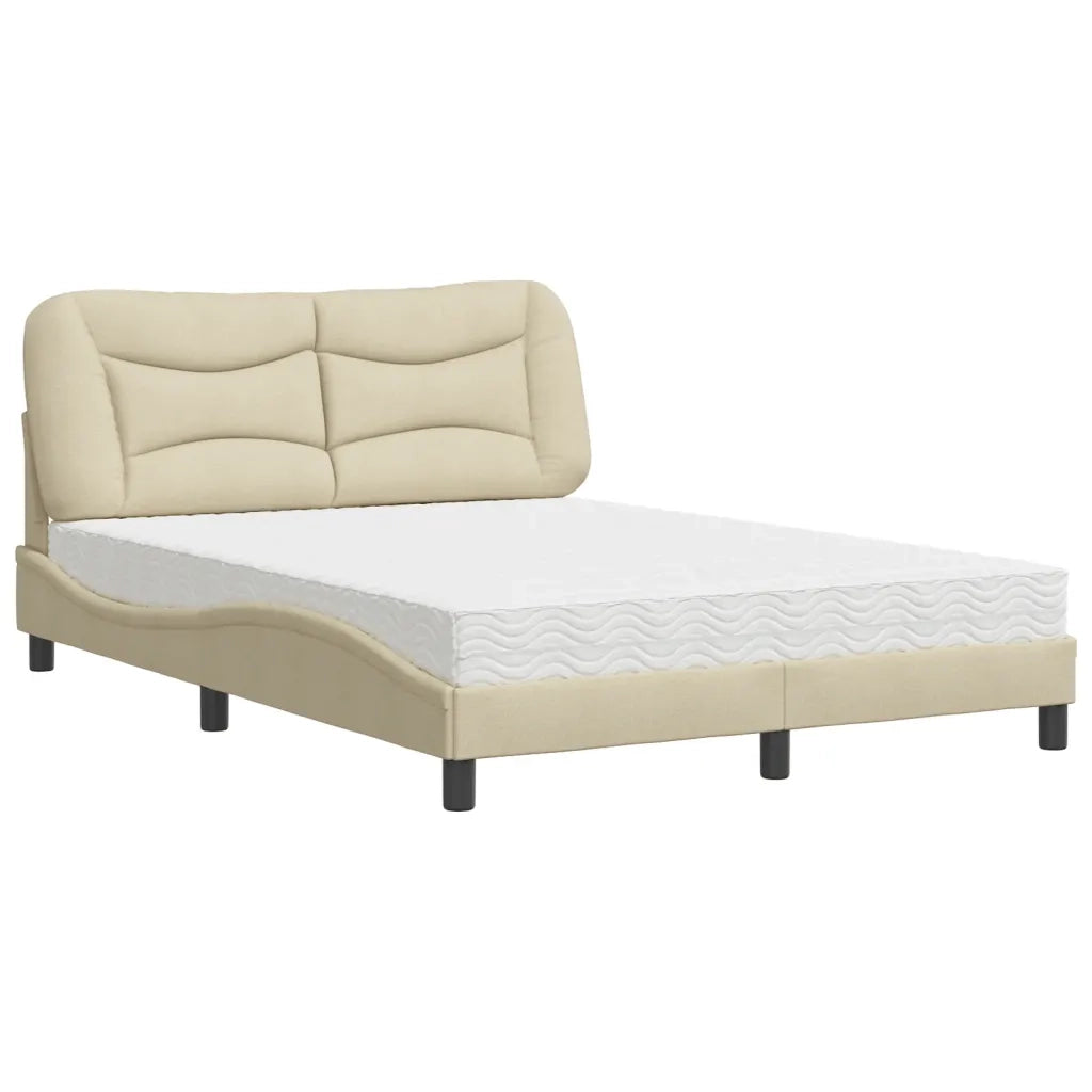 Letto con Materasso Hvar Crema 140x19 cm in Tessuto 3208532